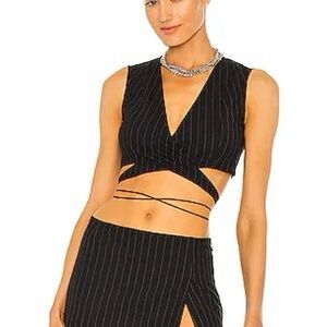 Miaou Black Pinstripe Crop Top